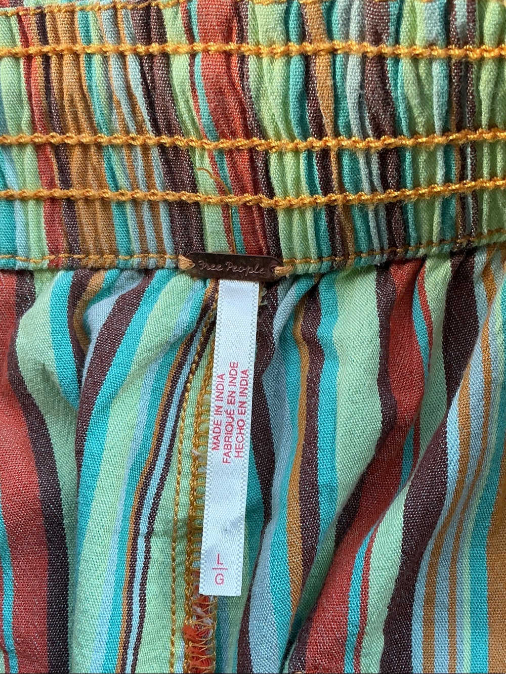 Ladies Bermuda Striped Drawstring Shorts - Multi-Color L - Picture 5 of 7